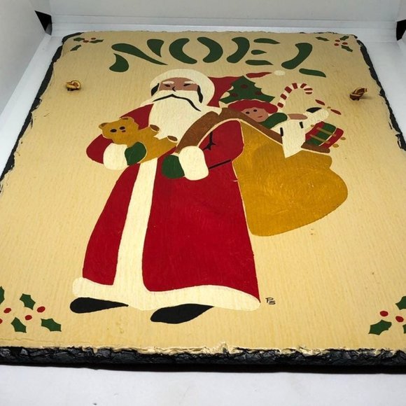 Noel Santa Claus Christmas Slate Tile Sign - Picture 1 of 12